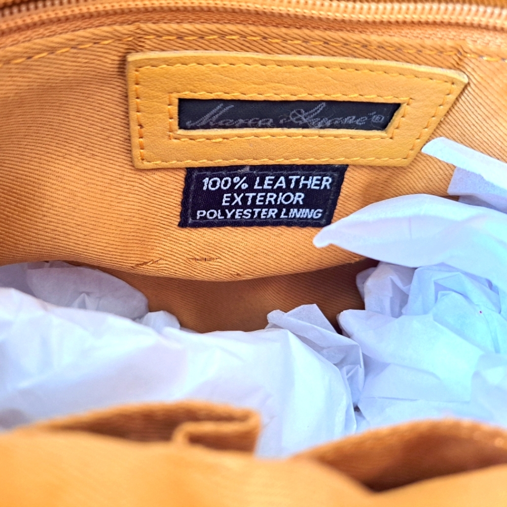 Marco Avane Shoulder Bag. Tan Yellow Leather. - Picture 9 of 15